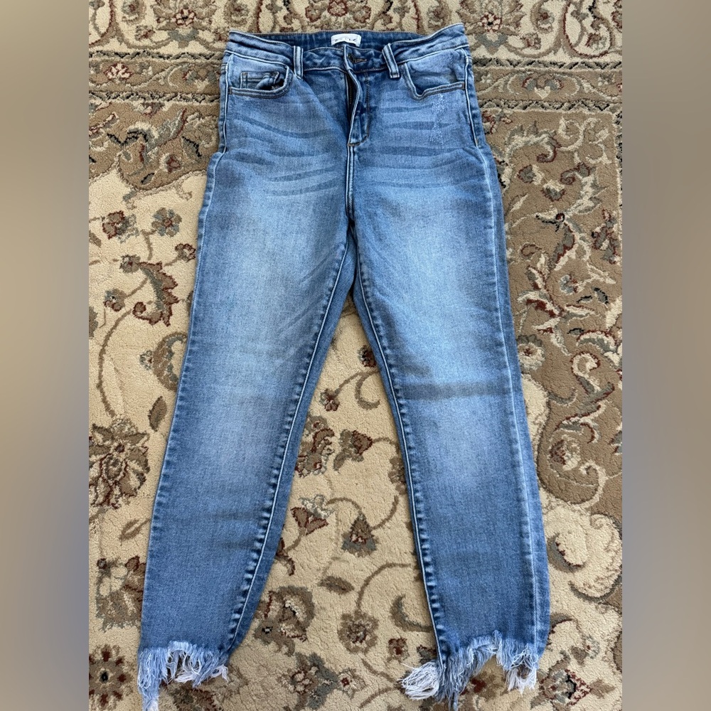 Cello Distressed Ankle Jeans in Blue